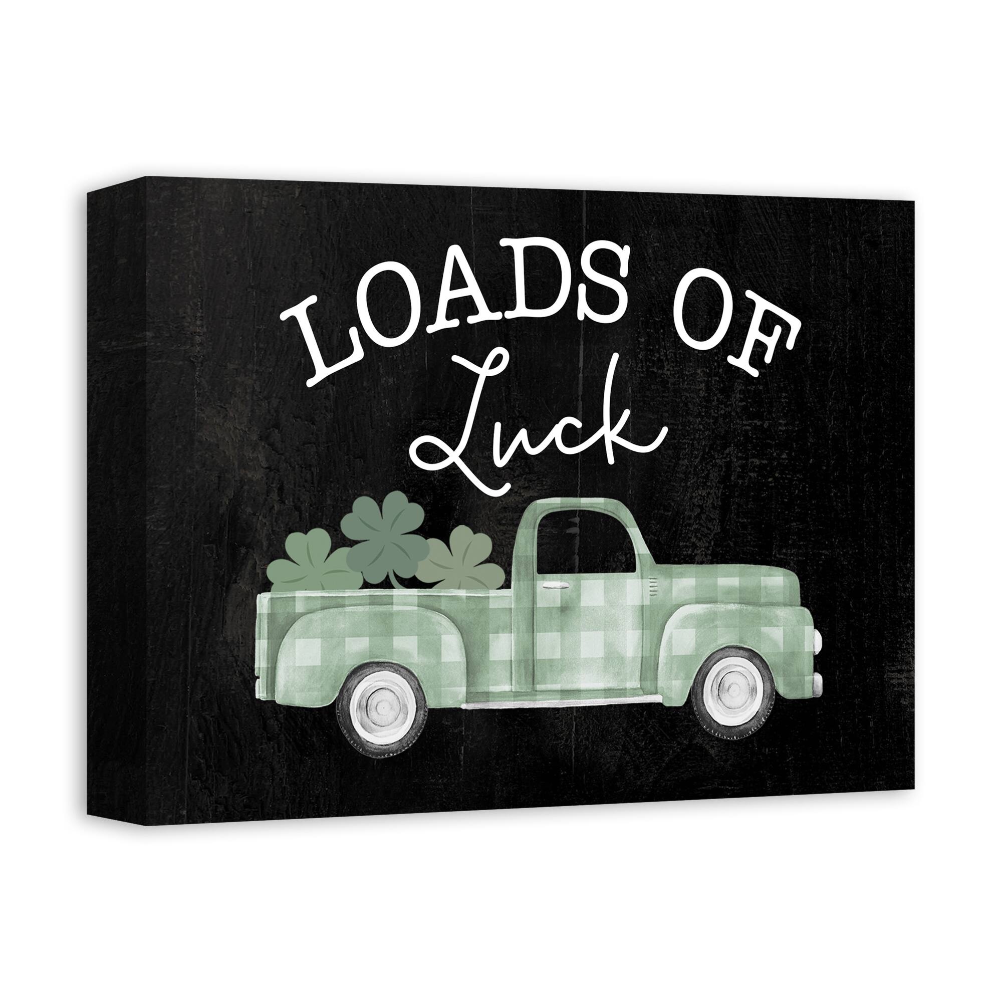 Loads Of Luck Plaid Truck 11" x 14" Canvas Wall Art